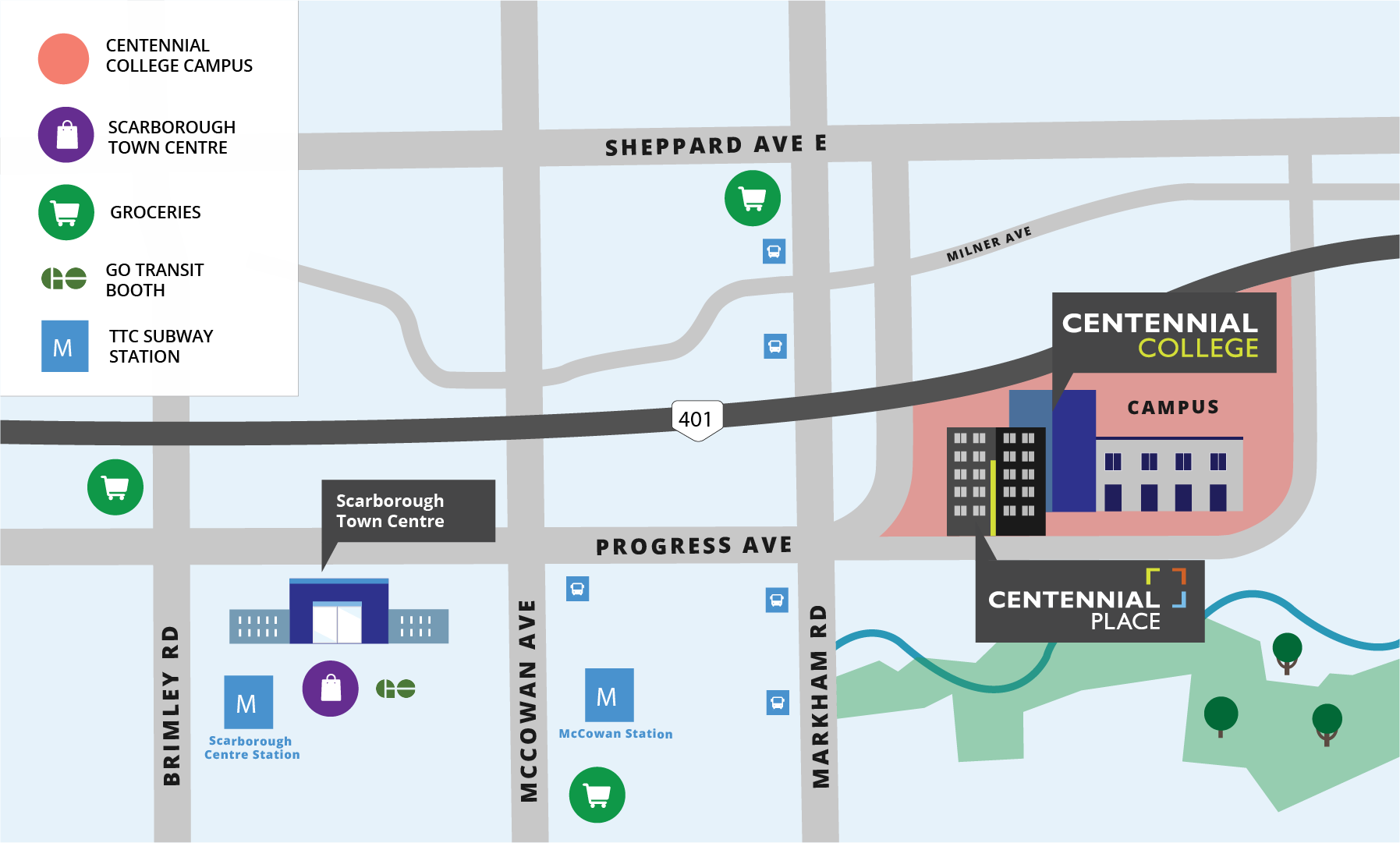 Map of the area around Centennial Place